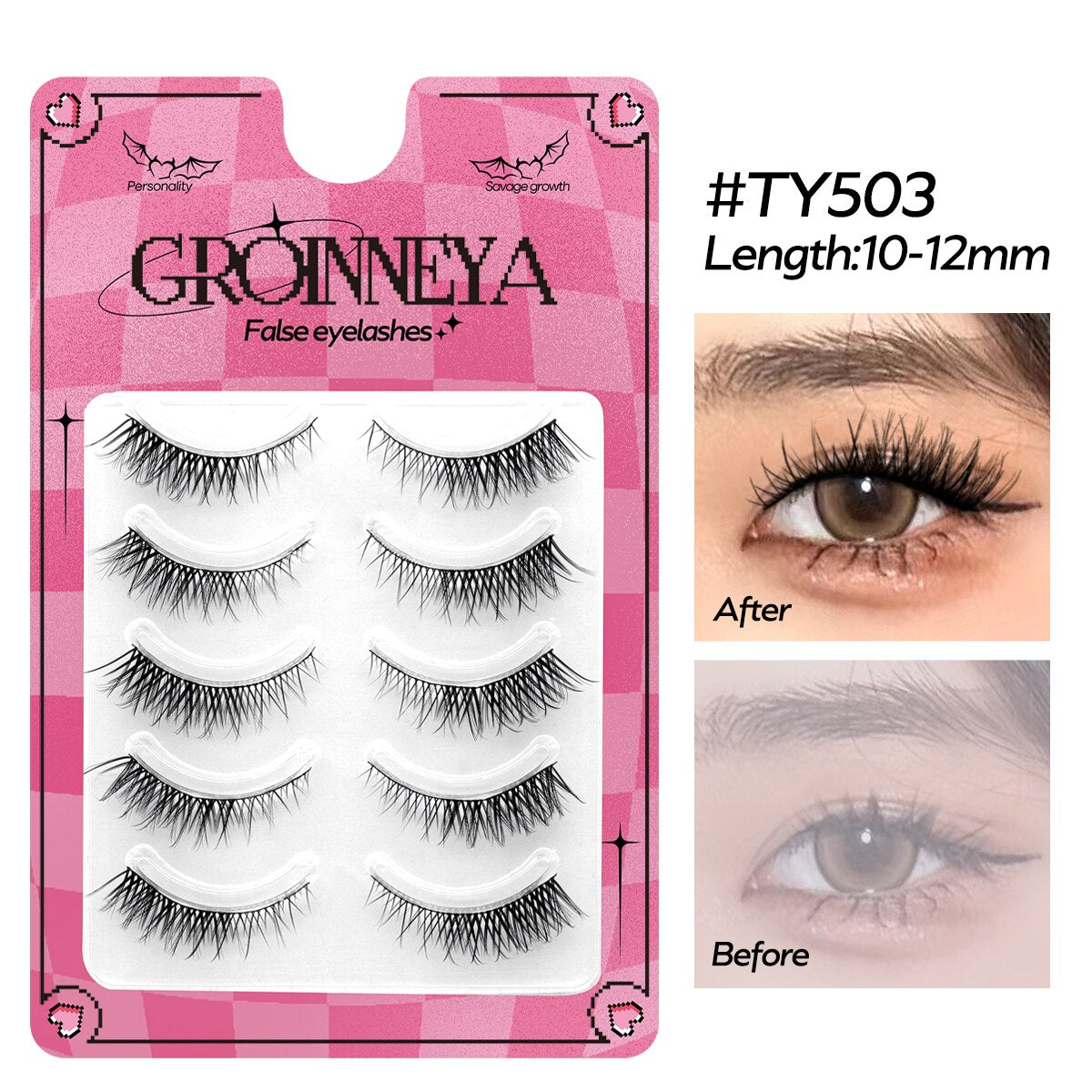 Cat EyeLashes 5 pairs Short Fluffy Eyelashes Soft Natural long Strip Lashes Winged End Eye Elongated Lashes