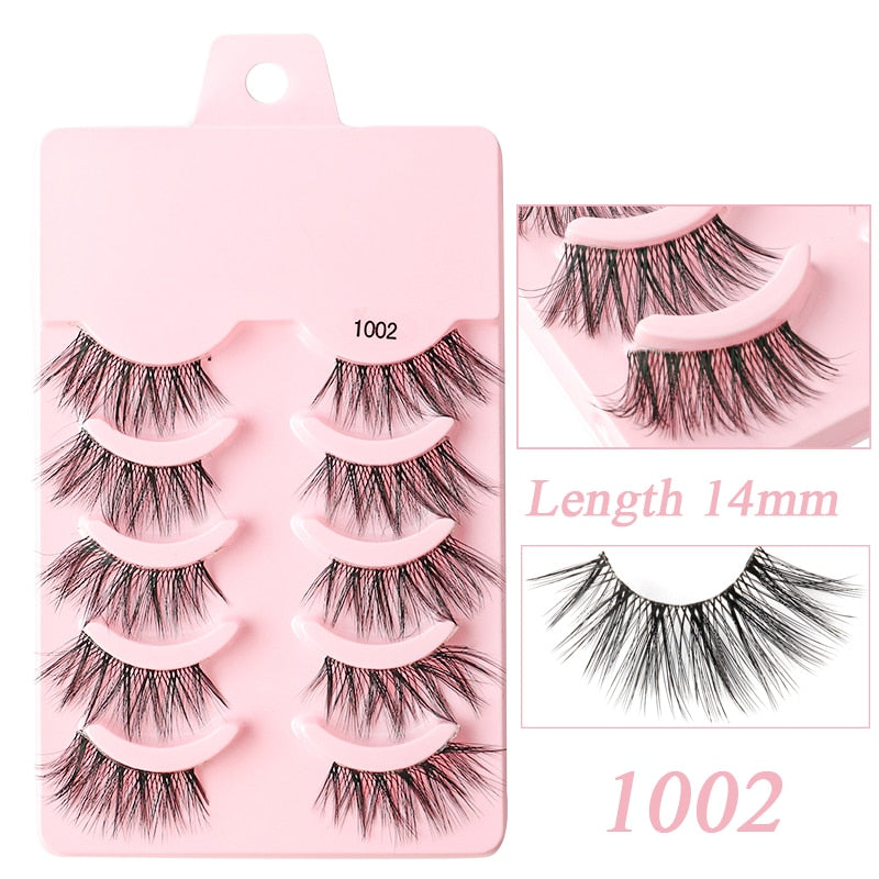Faux Cils 5/10 Pairs Half Lashes Cat Eye Handmade Soft Fluffy Mink False Eyelashes Half Lashes maquillage