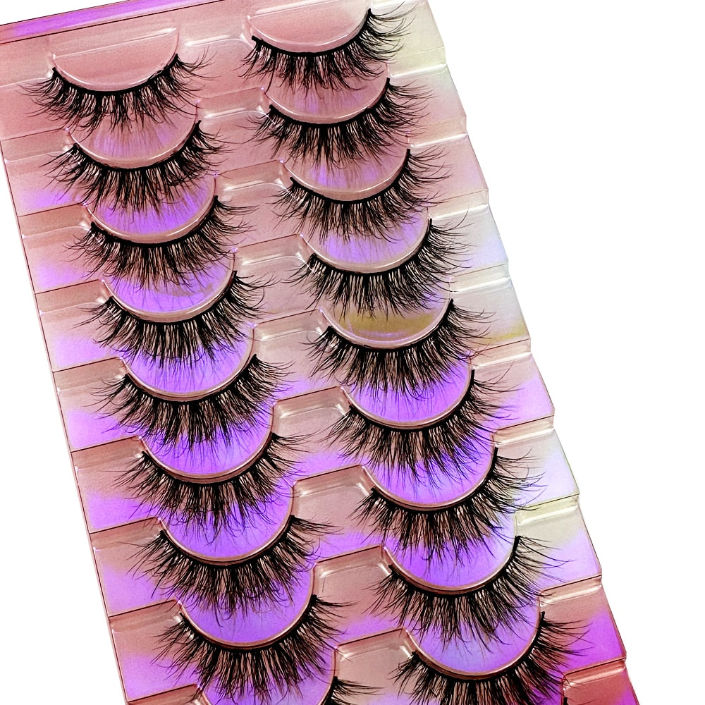 10 Pairs 3d False Eyelashes Cat Eye Wispy end eye elongated Thick Mink Lashes 5D Fluffy Natural Long Short Fake Lashes