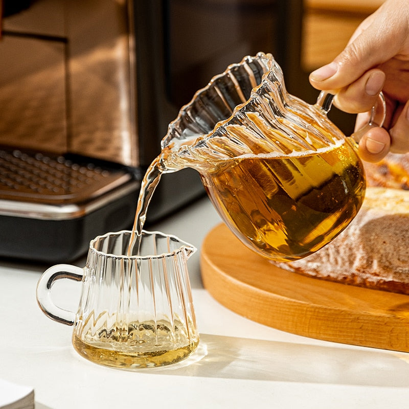 Nordic Transparent Glass Coffee Milk Jug Set With Handle Espresso Coffee Frothing Cup Tea Pitcher Separator Cafe Drinkware