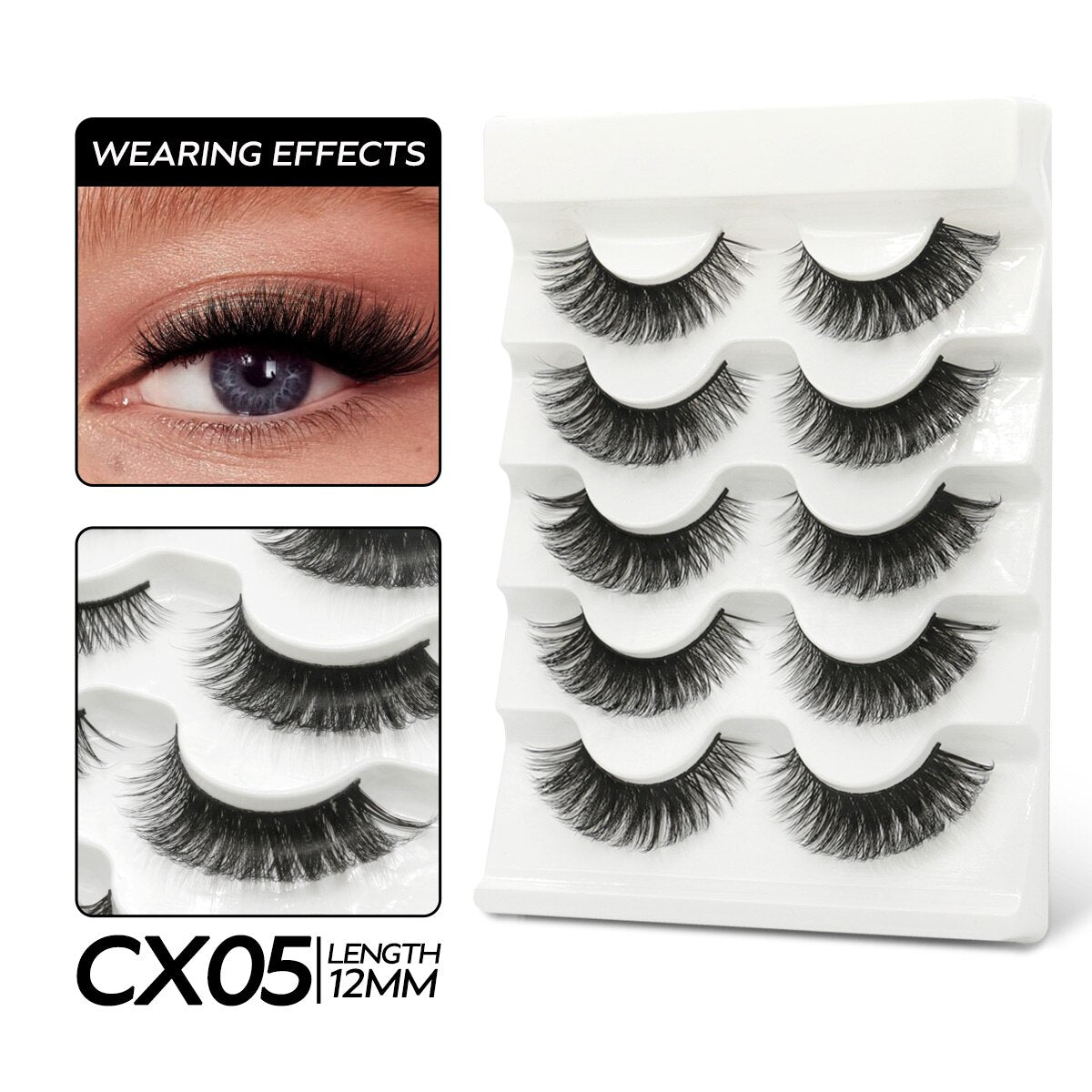 Cat Eye Lashes Fluffy Volume Mink False Eyelashes Winged End Eye Elongated Eyelashes 3D Mink Lashes Thick Fake Eyelash