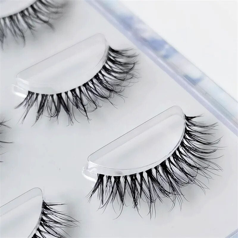 False Eyelashes 3 Pairs Pure Handmade Natural Transparent Terrier Fake Eyelashes Short Paragraph Bare Makeup Eyelashes