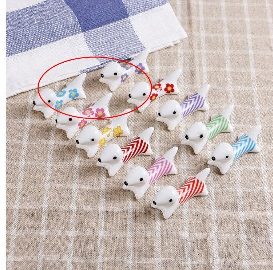 Japanese Style Underglaze Ceramic animals Chopstick Holder Tableware Restaurant Simple Oval Spoon Bracket Utensil For Kitchen
