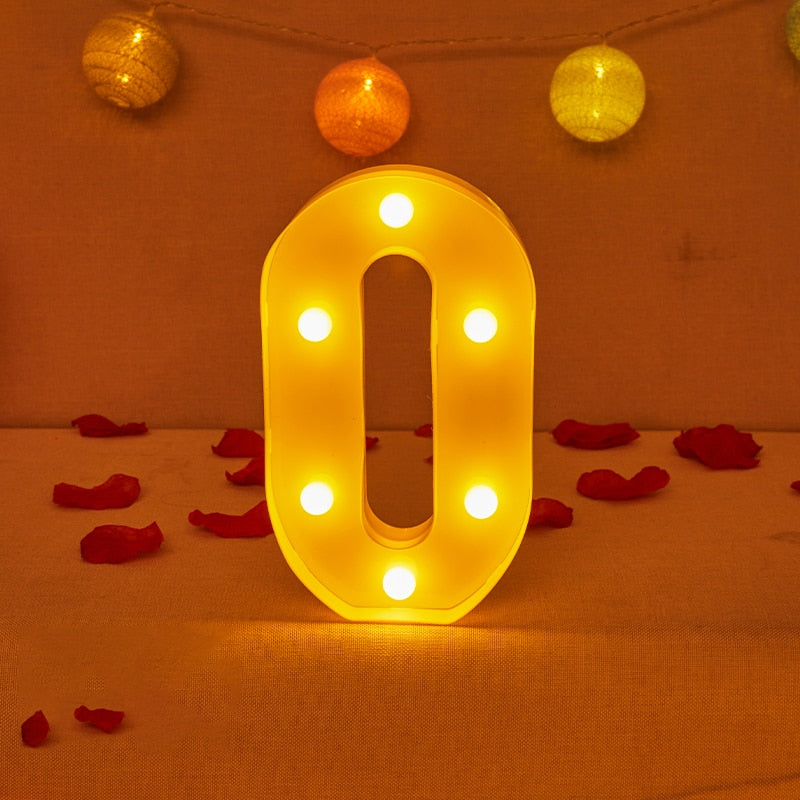 Alphabet Letter LED Lights Luminous Number Lamp Decor Battery Night Light for home Wedding Birthday party Decoration