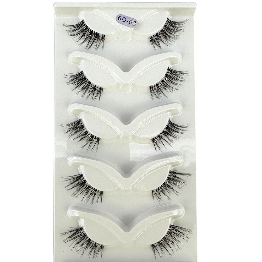 5 Half Lashes Cat Eye Nature Long Full Strip Lashes Faux Cils maquillage Invisible Band False Eyelashes