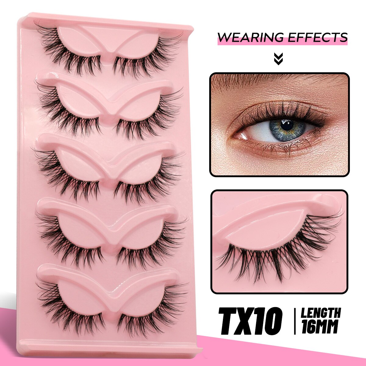 Cat Eye Lashes Invisible Band Natural Eyelashes Winged End Eye Elongated Cross Cluster Fairy 3D Faux Manga Lashes