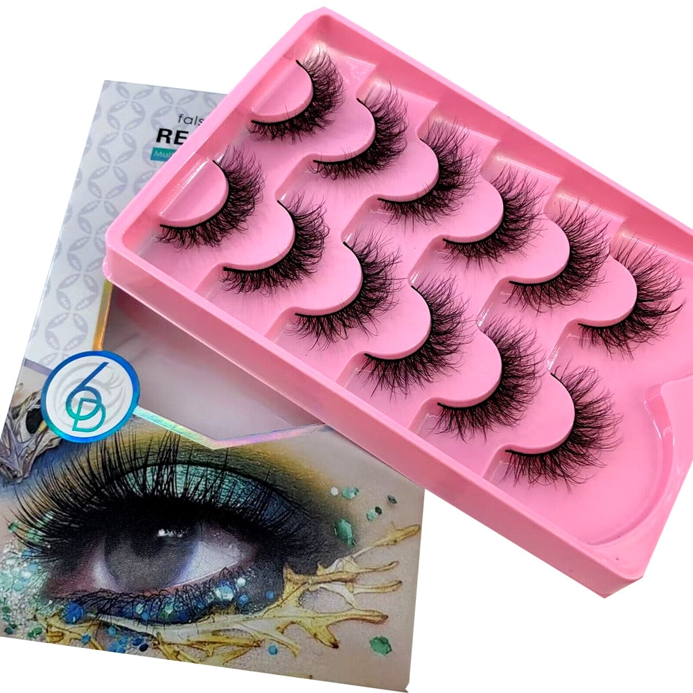 6 Pairs 23mm 3D Mink Lashes Bulk Russian Volume Fluffy Natural False Eyelashes Thick Dramatic Mink Eyelashes