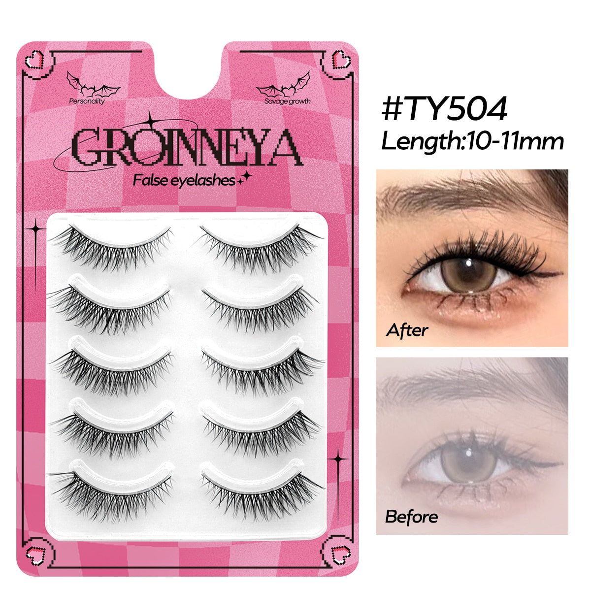 Cat EyeLashes 5 pairs Short Fluffy Eyelashes Soft Natural long Strip Lashes Winged End Eye Elongated Lashes