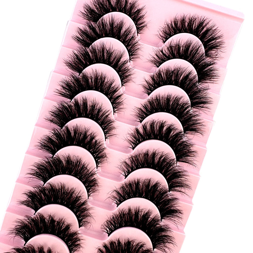 10 pairs 3D Faux Mink Lashes Wispy Natural False Eyelashes Dramatic Volume Lashes Eyelash Extension