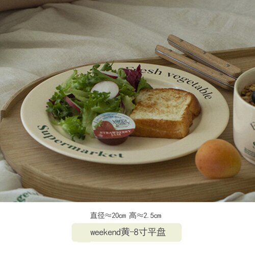 Korean Alphabet Ceramic Plate Bowl Tableware Household Various Butter Mug Water Cup Creative Household Dish Soup Plate Cup