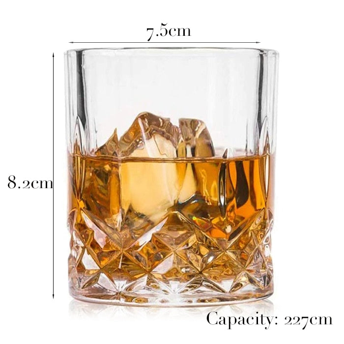 1PCS Whiskey Glass Old Fashioned Rocks Glasses Tumblers Glassware for Cocktail Scotch Bourbon Gin Vodka Brandy