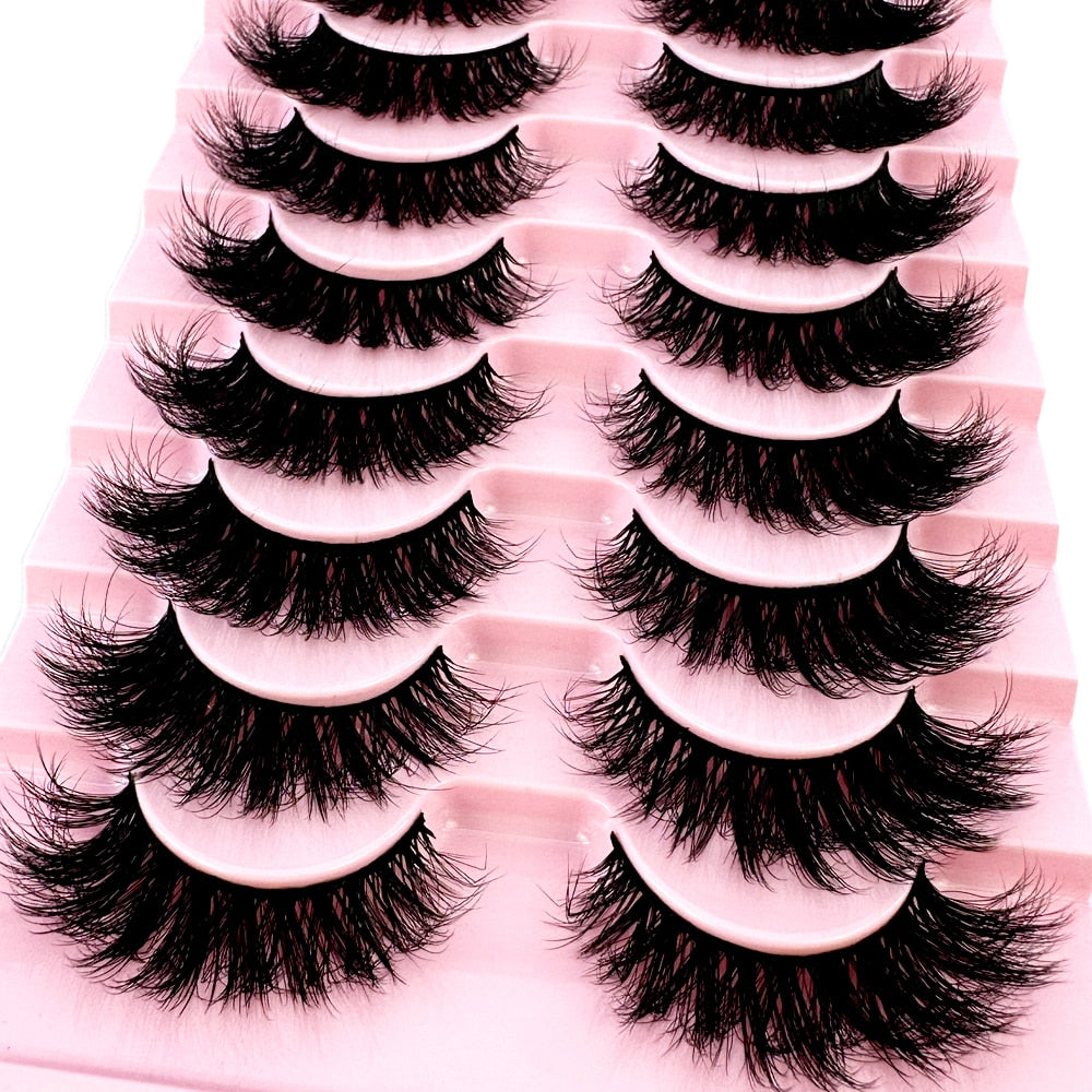 10 pairs 3D Faux Mink Lashes Wispy Natural False Eyelashes Dramatic Volume Lashes Eyelash Extension