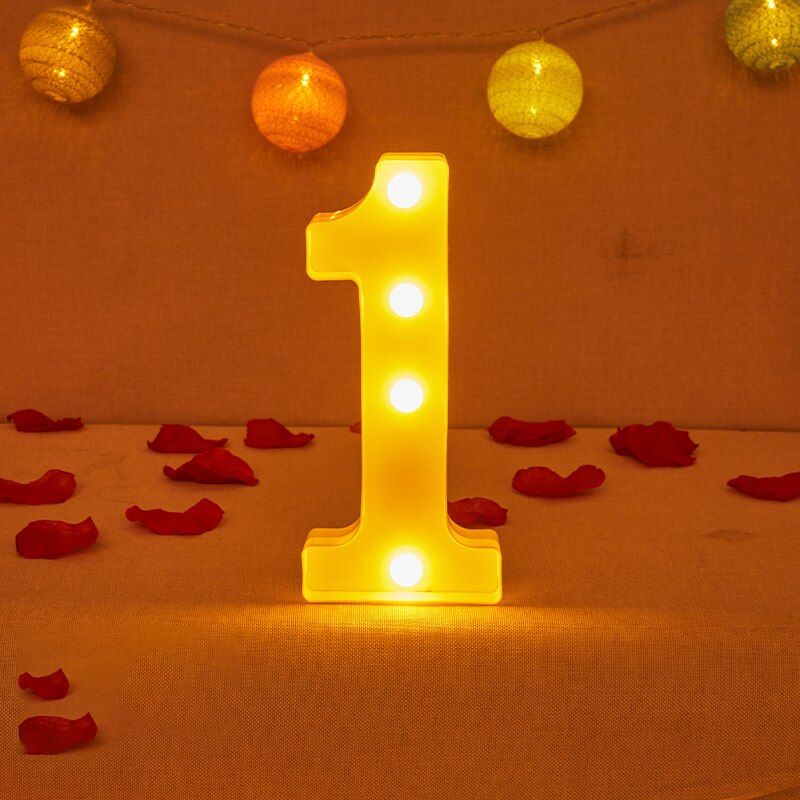 Alphabet Letter LED Lights Luminous Number Lamp Decor Battery Night Light for home Wedding Birthday party Decoration