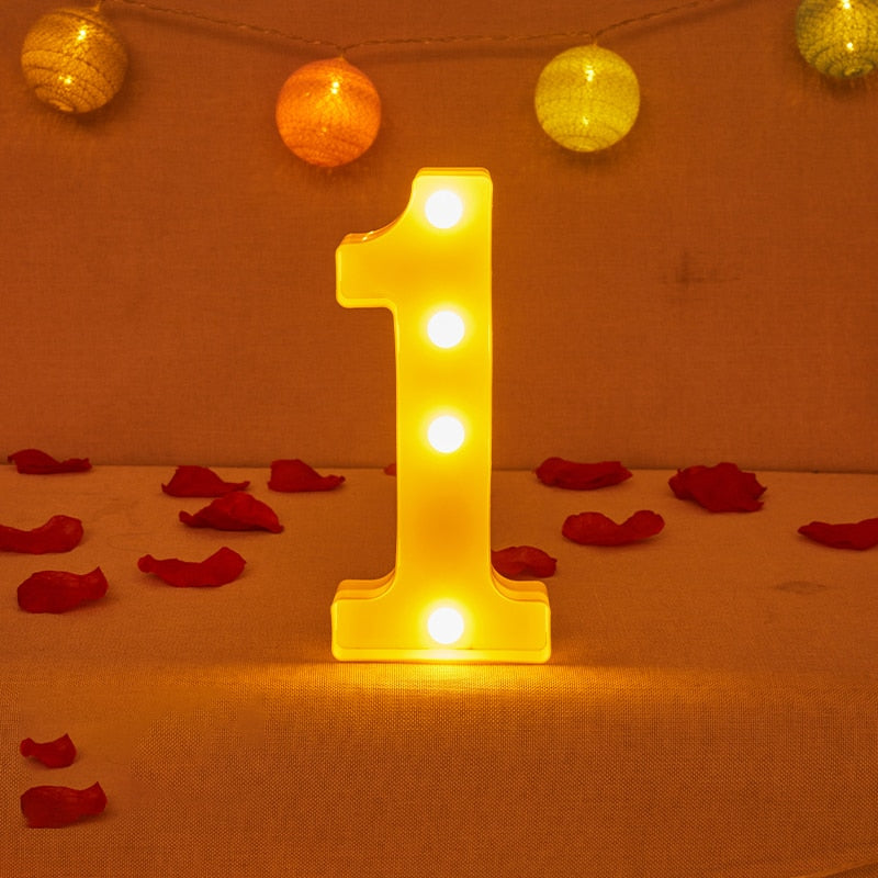 Alphabet Letter LED Lights Luminous Number Lamp Decor Battery Night Light for home Wedding Birthday party Decoration