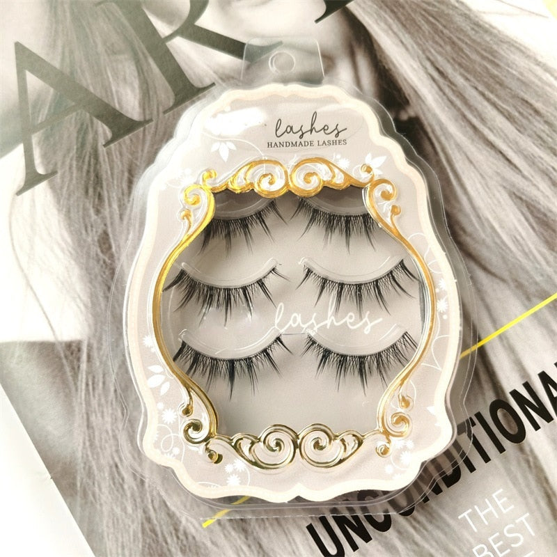 3Pairs Half Eey Lashes 3D Natural Lashes Natural False Eyelashes Wispy Fluffy Eyelash Extension