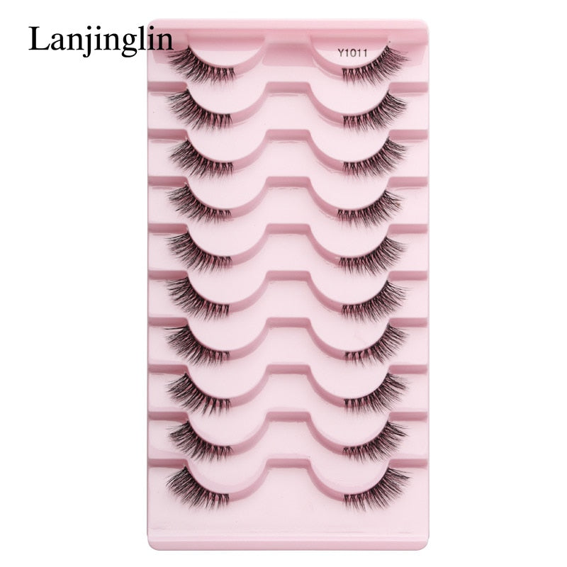 Half Eey Lashes 3/5/10 Pairs Faux Mink Lashes Natural False Eyelashes Wispy Fluffy Eyelash Extension