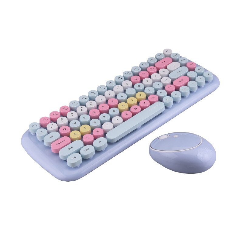 Cute Pink Wireless Keyboard Office Mouse 2.4G Keyboard and Mouse Set Round Key Cap Girly Pink Keyboard Mini Gaming