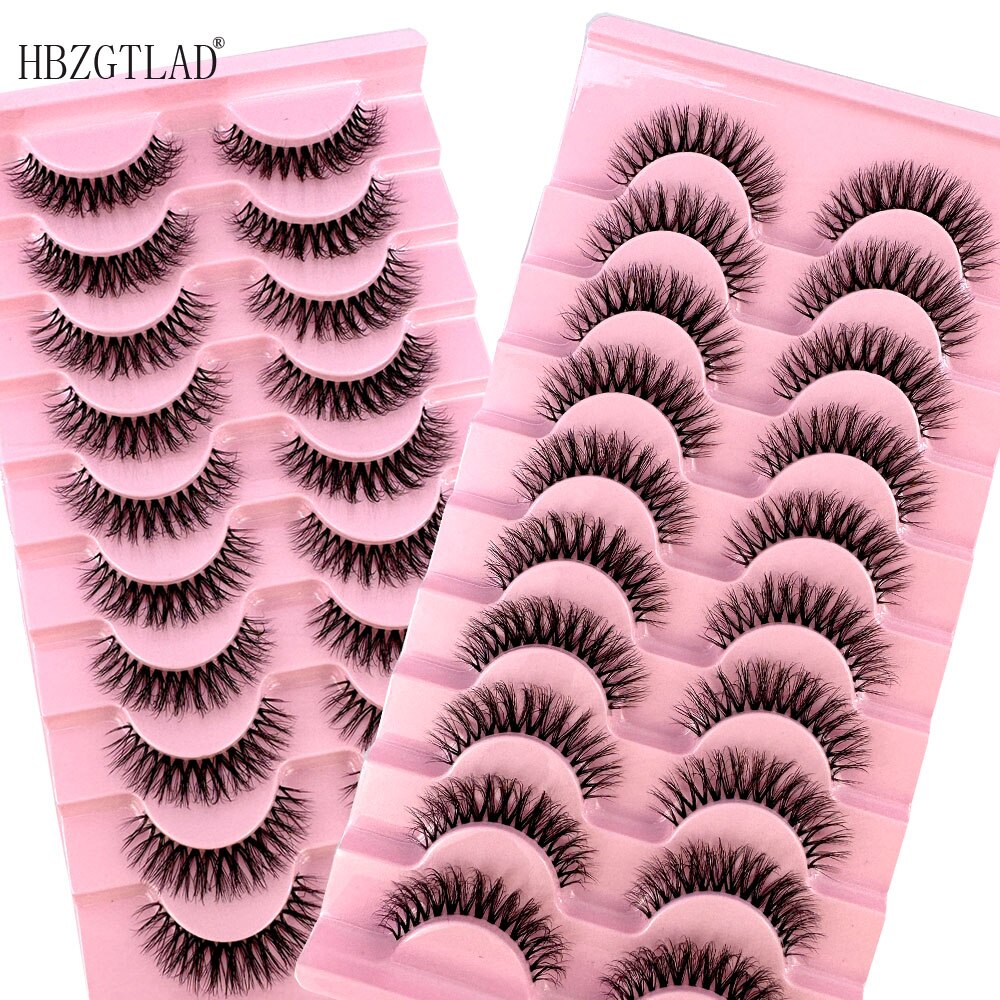 Invisible band Lashes 10 Pairs 3D Faux Mink Lashes Natural short Transparent Terrier Lashes Clear Band Soft Eyelashes Extension
