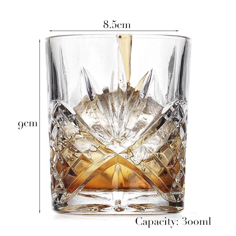 1PCS Whiskey Glass Old Fashioned Rocks Glasses Tumblers Glassware for Cocktail Scotch Bourbon Gin Vodka Brandy