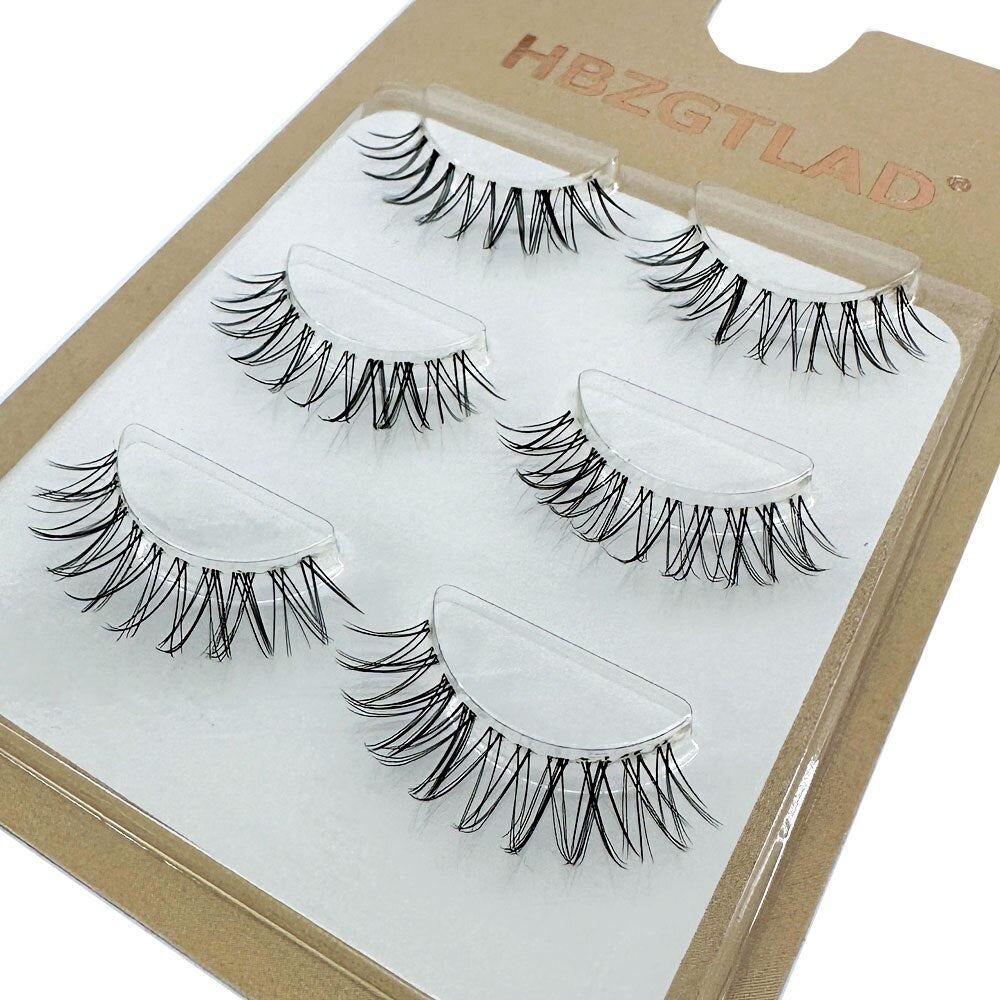 3Pairs 3D mink lashes wispy curly fluffy lashes crisscross mink eyelashes invisible band false lashes Medium volume lashes