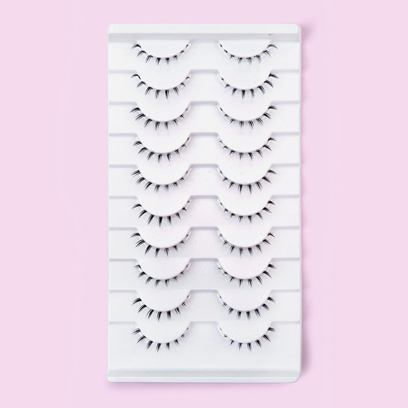 10Pairs Lower Eyelashes Pack Under Eye Lashes Soft Lower Eyelashes 100% Handmade Clear Band Manga Bottom Lashes