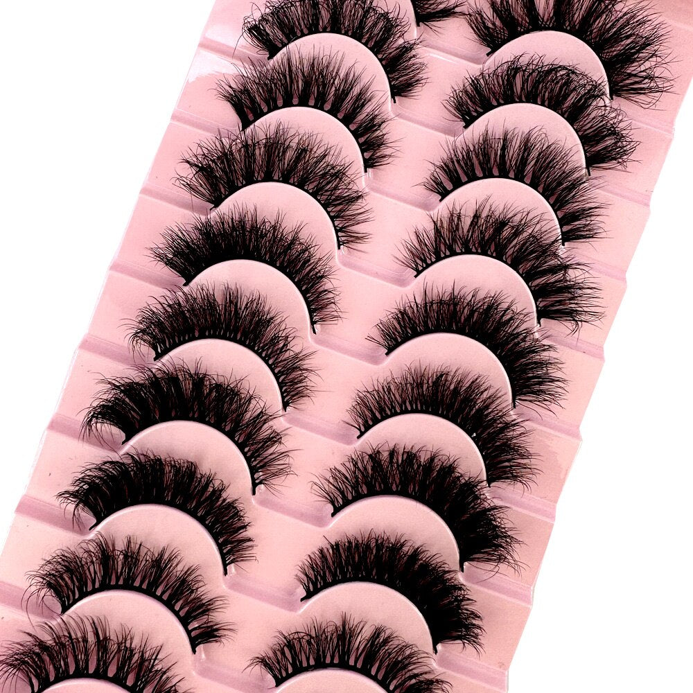10 pairs 3d faux mink false eyelashes natural long messy fake eyelashes crisscross lashes extension fluffy eye lashes