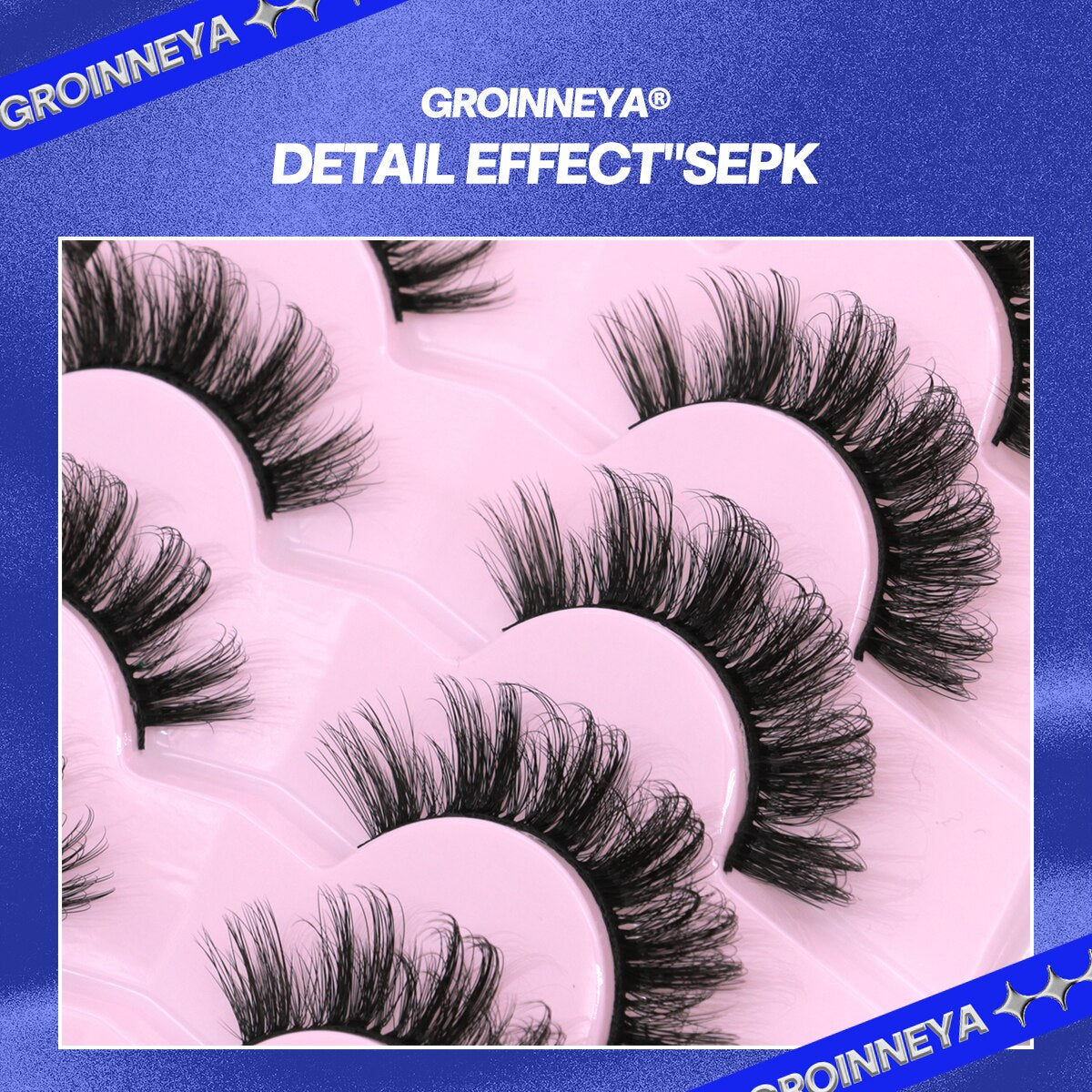 5/7 pairs 3D Mink Lashes Faux Mink Fluffy Lash Winged End Eye Elongated Fake Lashes Soft Eyelashes