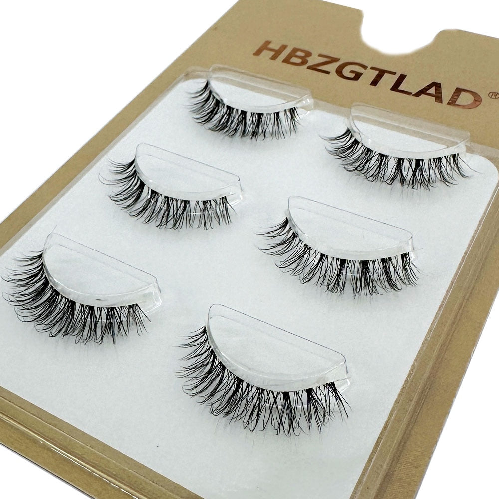 3Pairs Mink Lashes 3D Mink Eyelashes Invisible Band Natural Black Mink False Eyelash Full Strip cilios posticos Reusable