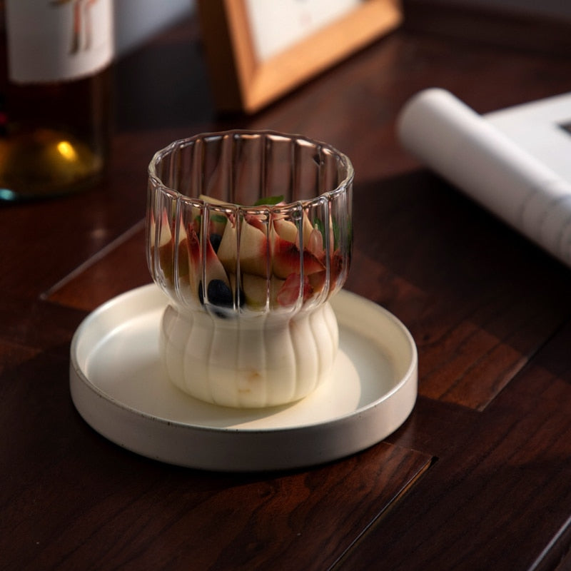Cute Girl Ins Fat Cups Household Ice Cream Cup Milk Breakfast Oatmeal Mug High Temperature Resistant Glass Water Cup