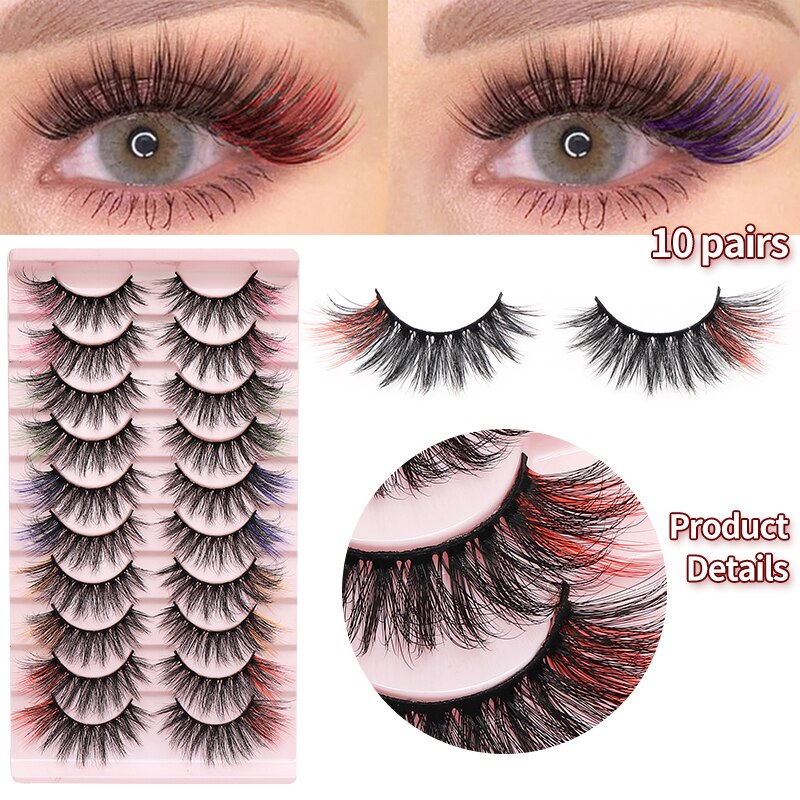 Colored Lash Natural Mink Fluffy Colorful Eyelashes Volume Fan Lashes Thick