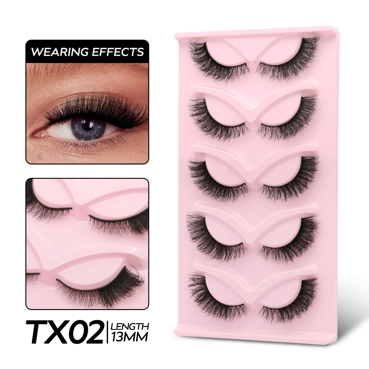 Cat Eye Lashes Fluffy Volume Mink False Eyelashes Winged End Eye Elongated Eyelashes 3D Mink Lashes Thick Fake Eyelash