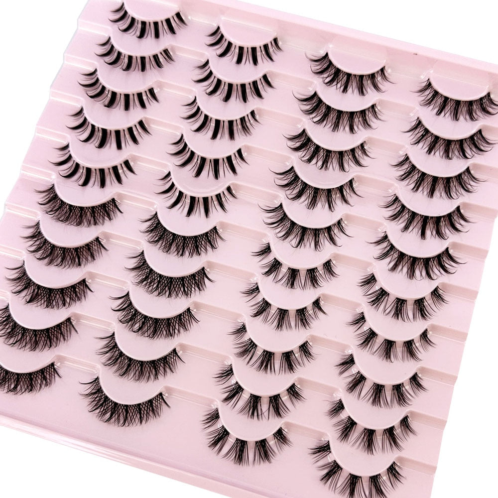 20Pairs Eyelashes Bundles Lashes Natural Wispy False Eyelash Lashes Manga Lashes Invisible Band Soft Natural Eyelashes Extension