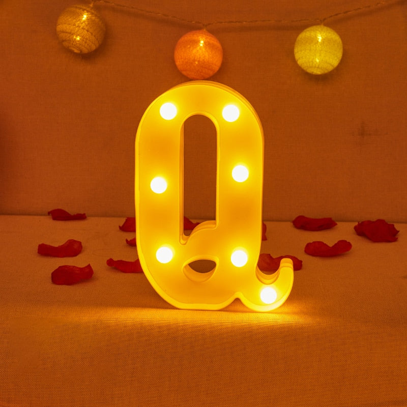 Alphabet Letter LED Lights Luminous Number Lamp Decor Battery Night Light for home Wedding Birthday party Decoration