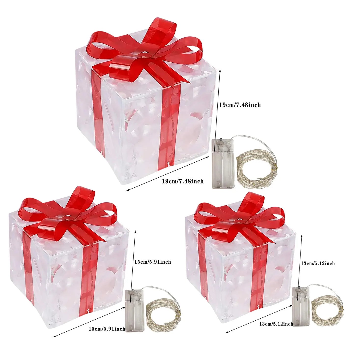Christmas Glowing Decoration Gift Box Ornament With Bow Christmas Lighting Box Outdoor Lighting Xmas Box New Year