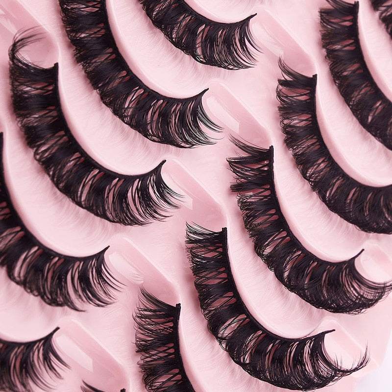 3D Mink Eyelashes Russian False Eyelashes DD Curl 10-23mm Reusable Fluffy False Eyelashes Extensions Mink Lashes