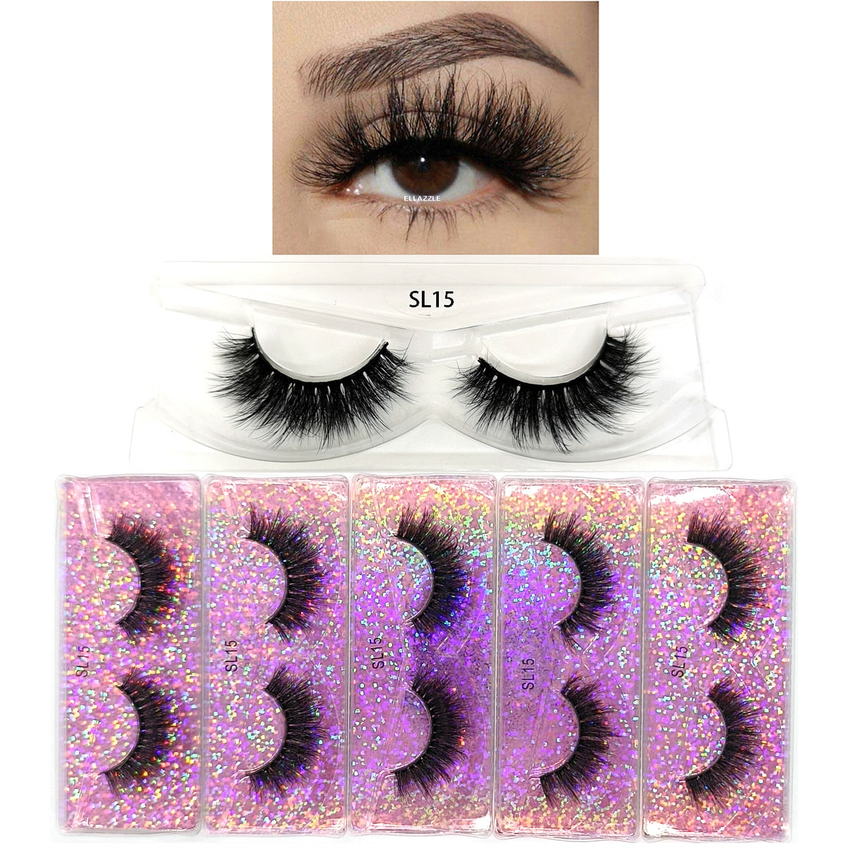 5 Pairs 3D Mink Lashes Fluffy Soft Wispy Natural Cross Eyelash Extension Reusable Lashes