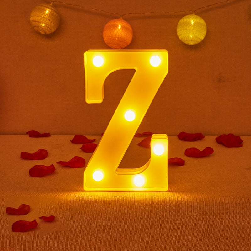 Alphabet Letter LED Lights Luminous Number Lamp Decor Battery Night Light for home Wedding Birthday party Decoration