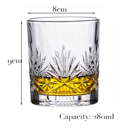 1PCS Whiskey Glass Old Fashioned Rocks Glasses Tumblers Glassware for Cocktail Scotch Bourbon Gin Vodka Brandy