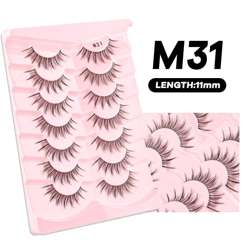 Manga Lashes 3/5/10 Pairs Eyelashes 3D Mink Lashes Korean Natural Cils Strip Lashes Band Soft Cosplay False Eyelashes