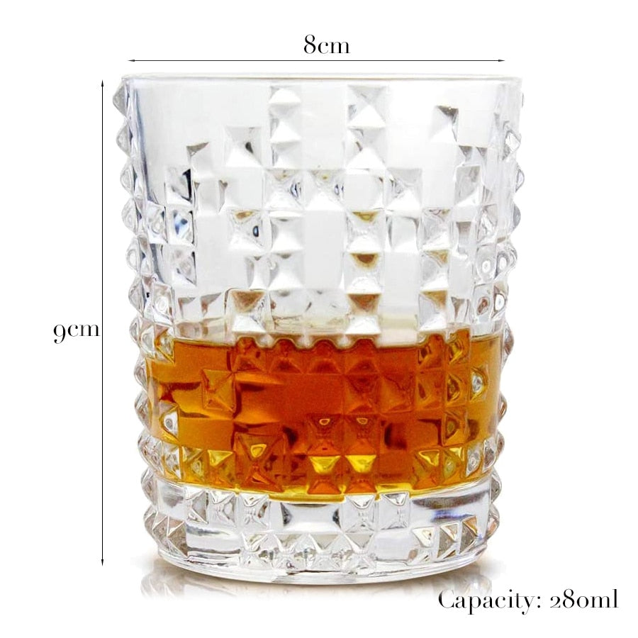 1PCS Whiskey Glass Old Fashioned Rocks Glasses Tumblers Glassware for Cocktail Scotch Bourbon Gin Vodka Brandy
