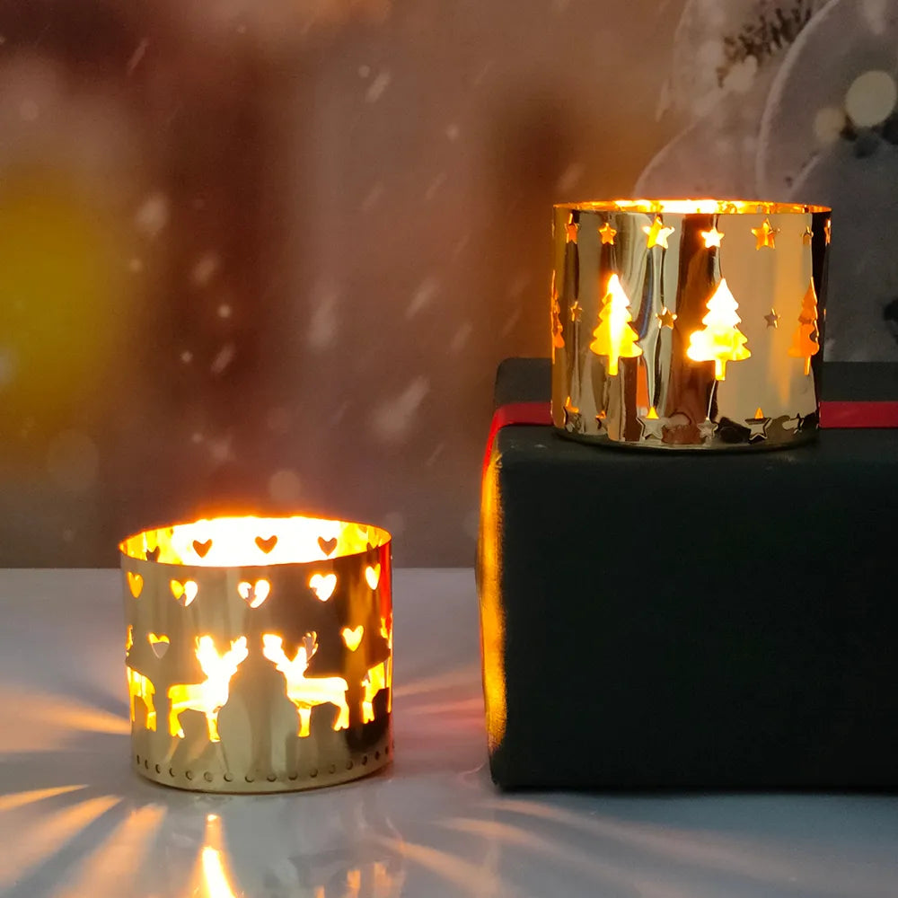 Christmas Iron Hollow Candle Holder Merry Christmas Decorations For Home Table Ornaments Noel Navidad Natal New Year Gifts