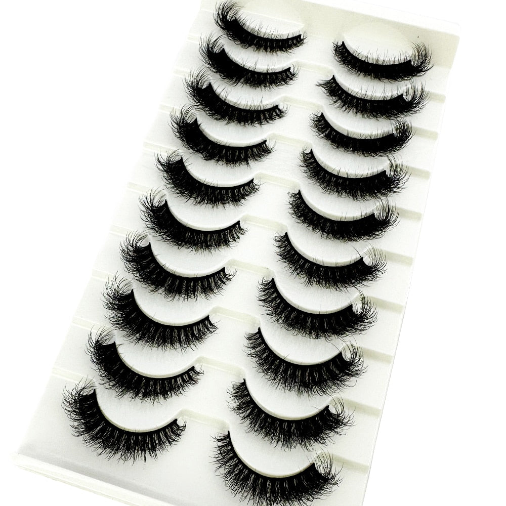 10Pairs Fluffy Lashes 3d Mink Lashes 100% Cruelty Free Lashes Handmade Reusable Short Natural Eyelashes Maquillaje Eyelashes Mink