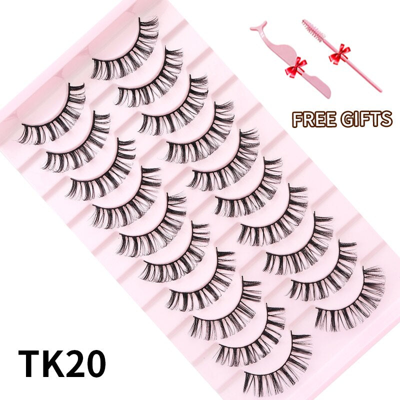 3D Mink Eyelashes Russian False Eyelashes DD Curl 10-23mm Reusable Fluffy False Eyelashes Extensions Mink Lashes