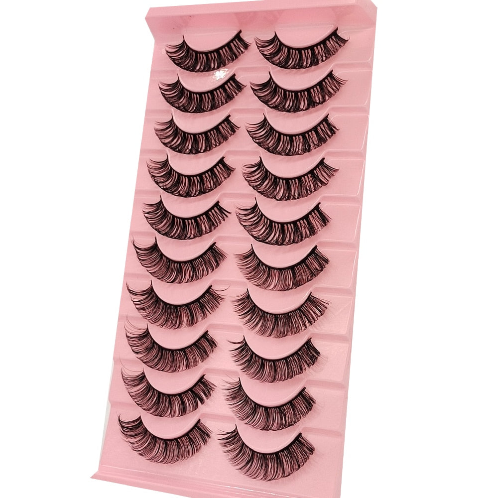 10 Pairs Fake Eyelashes Natural Cils Thick False Eyelashes Cross Eye Lashes Reusable Eyelash