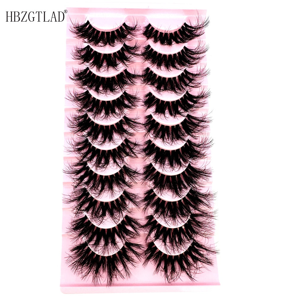 10Pairs 5D Mink Eyelash Winged Thick Long Eyelashes Handmade Transparent Terrier 3dLashes Messy Cross Lash For Eyelash Extension