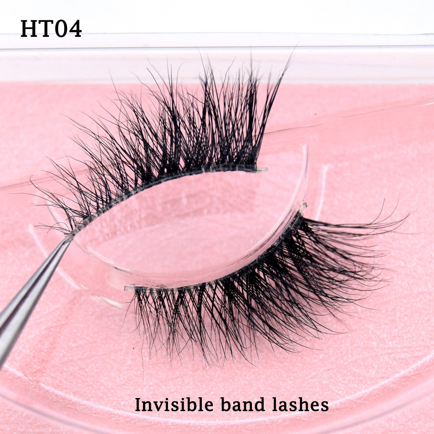 Half Lashes Transparent Stalk Invisible Band Mink Lashes Natual Wispy Half Mink eyelashes Reusable False Eyelashes