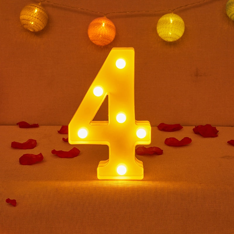 Alphabet Letter LED Lights Luminous Number Lamp Decor Battery Night Light for home Wedding Birthday party Decoration