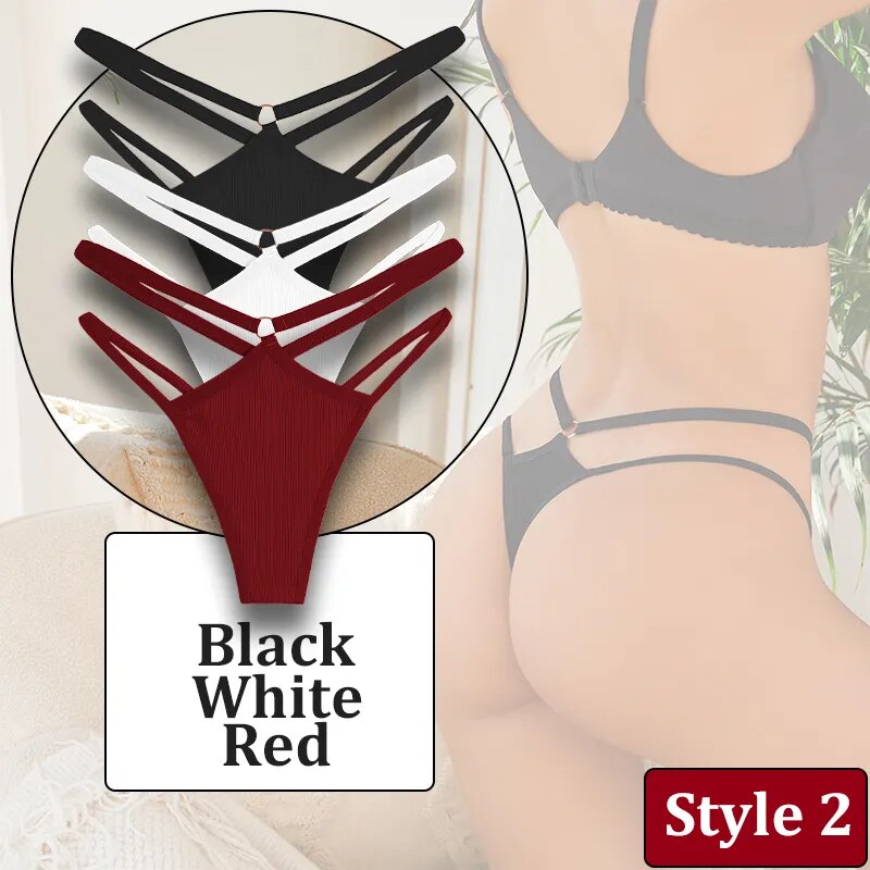 3PCS/Set Women Sexy Lace Panties Hollow Out Thongs Low Waist Female Cotton G-String Underwear Bikini Intimates Lingerie