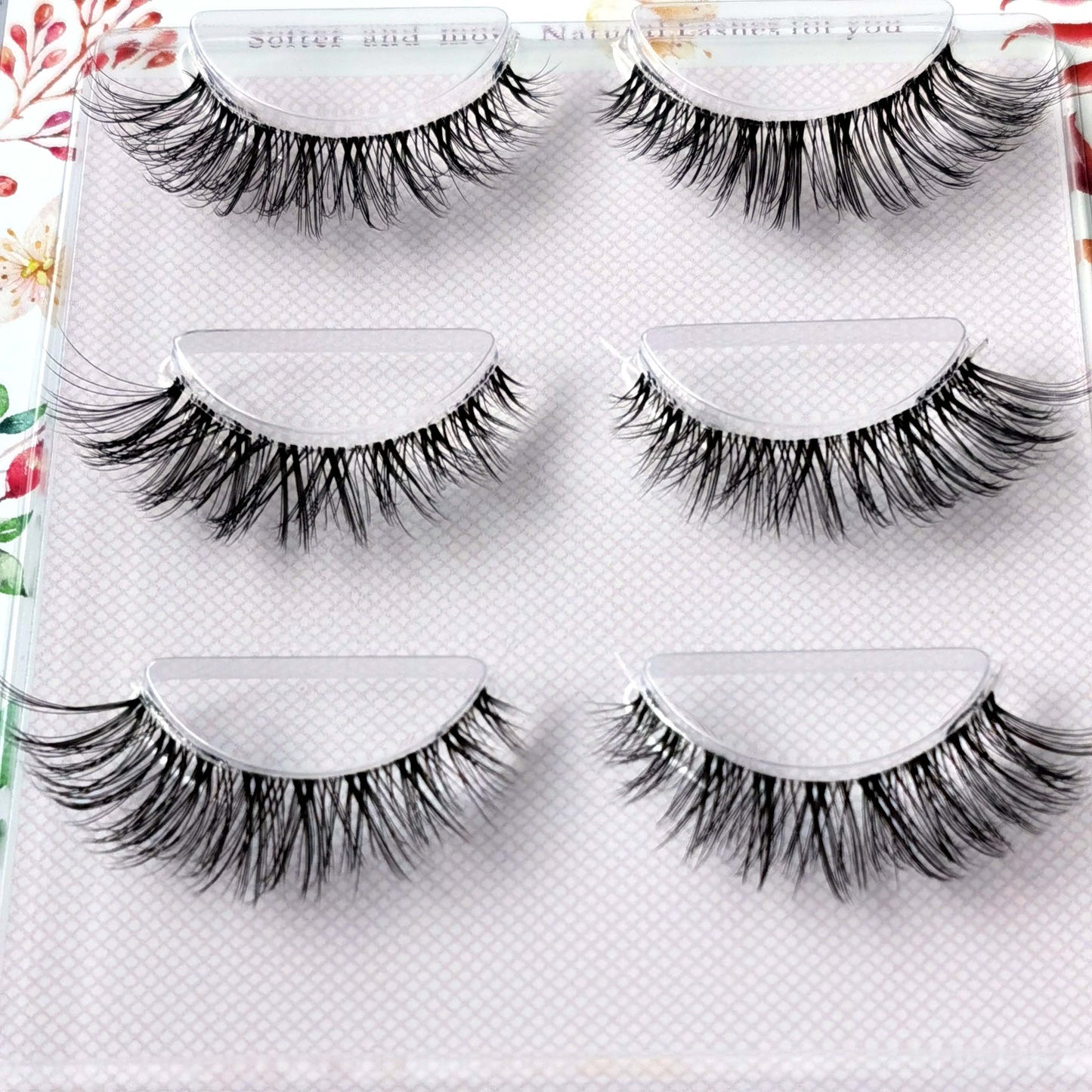 3Pairs Mink Lashes 3D Mink Eyelashes Invisible Band Natural Black Mink False Eyelash Full Strip cilios posticos Reusable