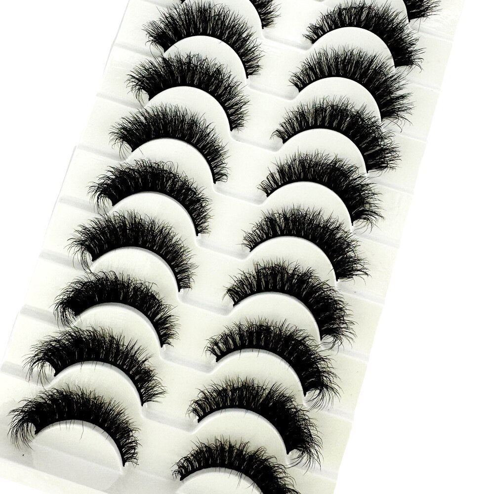 10Pairs Fluffy Lashes 3d Mink Lashes 100% Cruelty Free Lashes Handmade Reusable Short Natural Eyelashes Maquillaje Eyelashes Mink